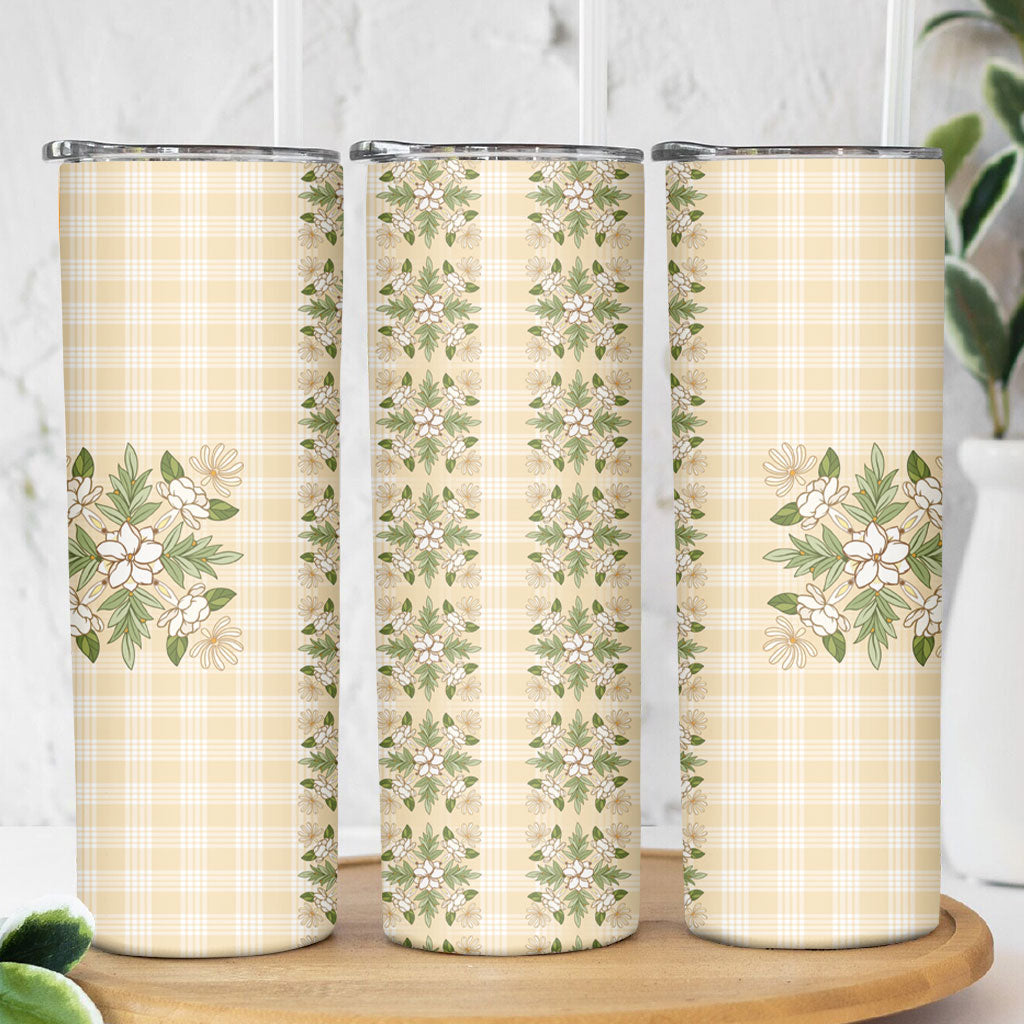 Melemele Ahiahia Hawai'i Palaka Squares Maile Leaf Skinny Tumbler Flowers Hawaiian Quilt Patterns LT9 - Polynesian Pride