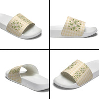 Melemele Ahiahia Hawai'i Palaka Squares Maile Leaf Slide Sandals Flowers Hawaiian Quilt Patterns LT9 - Polynesian Pride