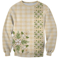 Melemele Ahiahia Hawai'i Palaka Squares Maile Leaf Sweatshirt Flowers Hawaiian Quilt Patterns LT9 Unisex Pastel Yellow - Polynesian Pride