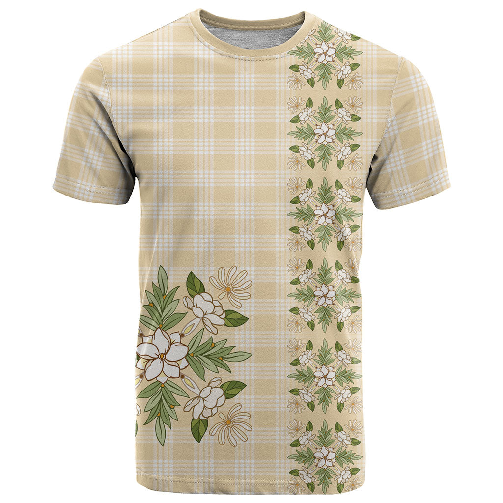 Melemele Ahiahia Hawai'i Palaka Squares Maile Leaf T Shirt Flowers Hawaiian Quilt Patterns LT9 Pastel Yellow - Polynesian Pride