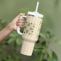 Melemele Ahiahia Hawai'i Palaka Squares Maile Leaf Tumbler With Handle Flowers Hawaiian Quilt Patterns LT9 - Polynesian Pride