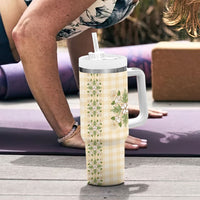 Melemele Ahiahia Hawai'i Palaka Squares Maile Leaf Tumbler With Handle Flowers Hawaiian Quilt Patterns LT9 - Polynesian Pride
