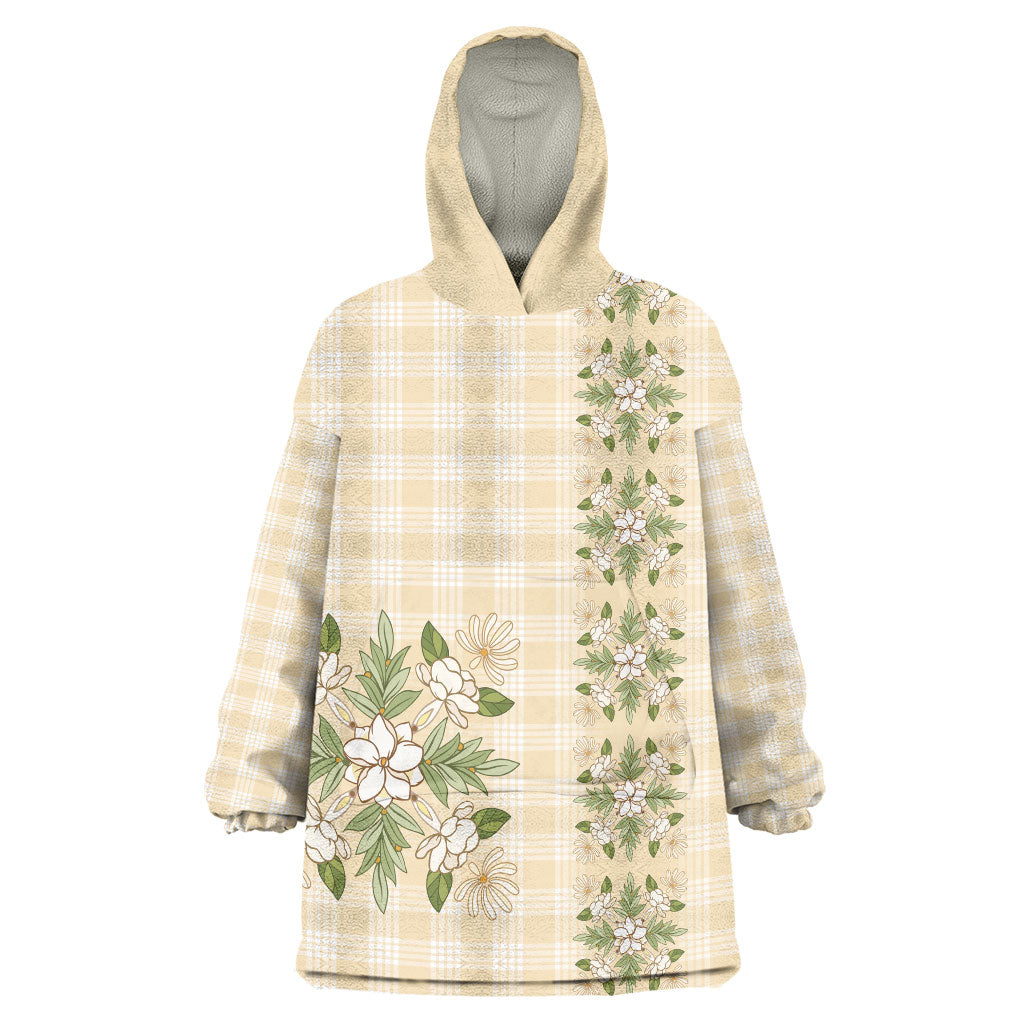 Melemele Ahiahia Hawai'i Palaka Squares Maile Leaf Wearable Blanket Hoodie Flowers Hawaiian Quilt Patterns LT9 One Size Pastel Yellow - Polynesian Pride
