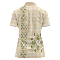 Melemele Ahiahia Hawai'i Palaka Squares Maile Leaf Women Polo Shirt Flowers Hawaiian Quilt Patterns LT9 - Polynesian Pride