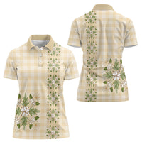 Melemele Ahiahia Hawai'i Palaka Squares Maile Leaf Women Polo Shirt Flowers Hawaiian Quilt Patterns LT9 - Polynesian Pride