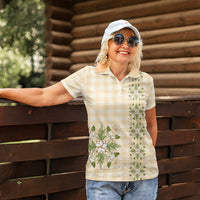 Melemele Ahiahia Hawai'i Palaka Squares Maile Leaf Women Polo Shirt Flowers Hawaiian Quilt Patterns LT9 - Polynesian Pride