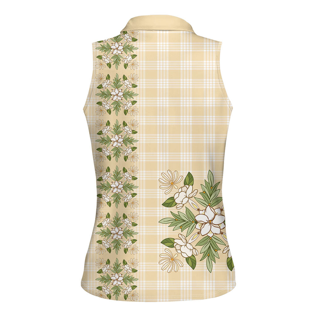 Melemele Ahiahia Hawai'i Palaka Squares Maile Leaf Women Sleeveless Polo Shirt Flowers Hawaiian Quilt Patterns LT9 - Polynesian Pride