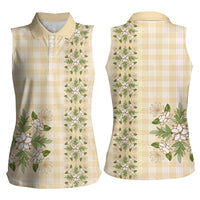 Melemele Ahiahia Hawai'i Palaka Squares Maile Leaf Women Sleeveless Polo Shirt Flowers Hawaiian Quilt Patterns LT9 - Polynesian Pride
