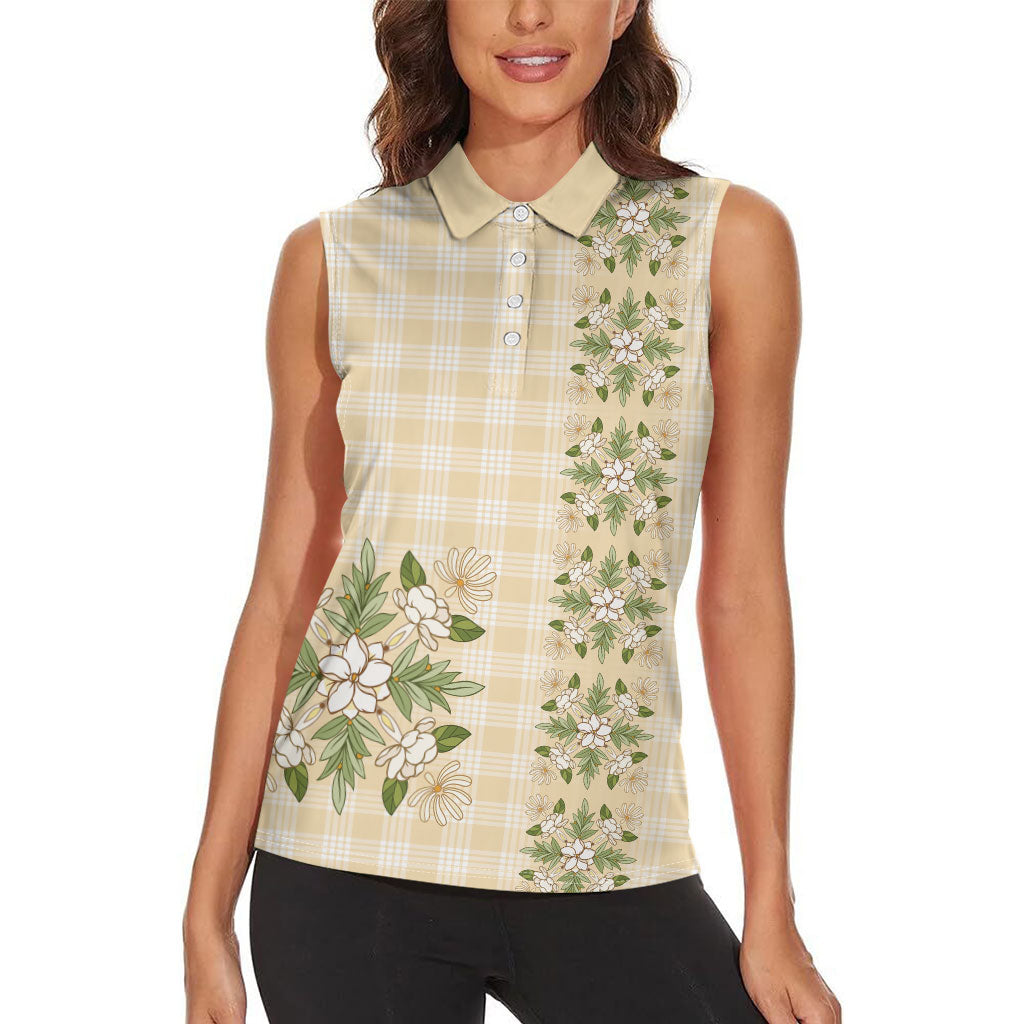 Melemele Ahiahia Hawai'i Palaka Squares Maile Leaf Women Sleeveless Polo Shirt Flowers Hawaiian Quilt Patterns LT9 - Polynesian Pride