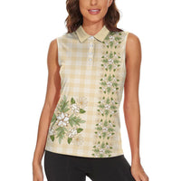 Melemele Ahiahia Hawai'i Palaka Squares Maile Leaf Women Sleeveless Polo Shirt Flowers Hawaiian Quilt Patterns LT9 - Polynesian Pride
