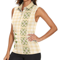 Melemele Ahiahia Hawai'i Palaka Squares Maile Leaf Women Sleeveless Polo Shirt Flowers Hawaiian Quilt Patterns LT9 - Polynesian Pride