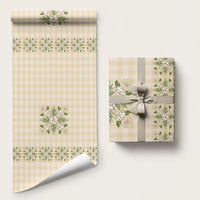 Melemele Ahiahia Hawai'i Palaka Squares Maile Leaf Wrapping Paper Flowers Hawaiian Quilt Patterns LT9 58" × 23" Pastel Yellow - Polynesian Pride