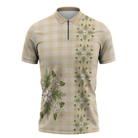 Melemele Ahiahia Hawai'i Palaka Squares Maile Leaf Zipper Polo Shirt Flowers Hawaiian Quilt Patterns LT9 Pastel Yellow - Polynesian Pride