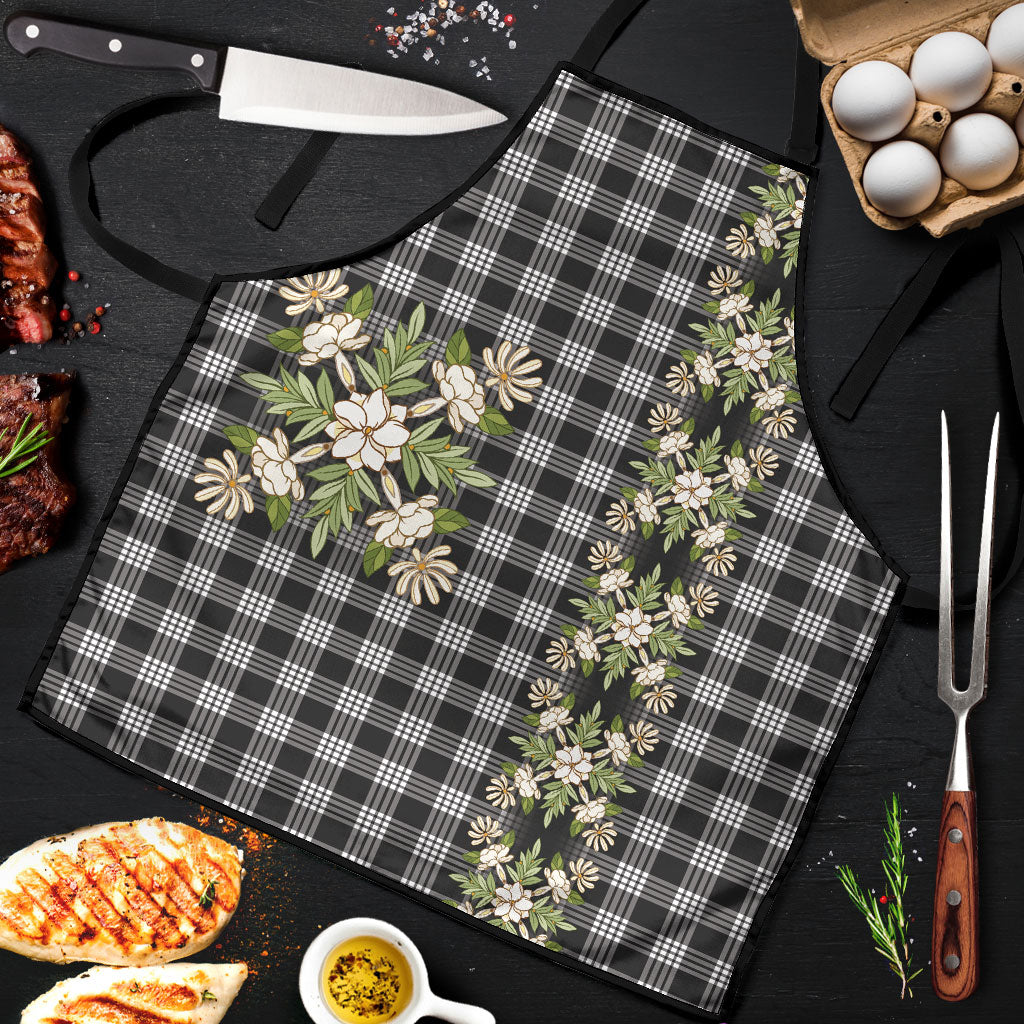 Pauli Hawai'i Palaka Squares Maile Leaf Apron Flowers Hawaiian Quilt Patterns LT9 Soft Black - Polynesian Pride