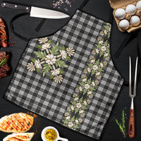 Pauli Hawai'i Palaka Squares Maile Leaf Apron Flowers Hawaiian Quilt Patterns LT9 Soft Black - Polynesian Pride