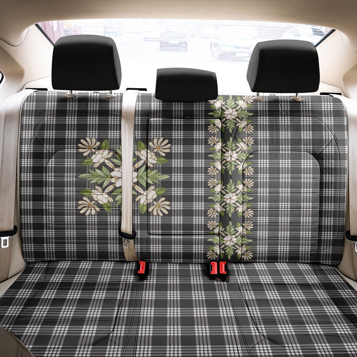 Pauli Hawai'i Palaka Squares Maile Leaf Back Car Seat Cover Flowers Hawaiian Quilt Patterns LT9 - Polynesian Pride