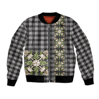 Pauli Hawai'i Palaka Squares Maile Leaf Bomber Jacket Flowers Hawaiian Quilt Patterns LT9 Unisex Soft Black - Polynesian Pride
