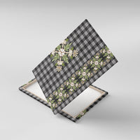 Pauli Hawai'i Palaka Squares Maile Leaf Canvas Wall Art Flowers Hawaiian Quilt Patterns LT9 With Frame Soft Black - Polynesian Pride