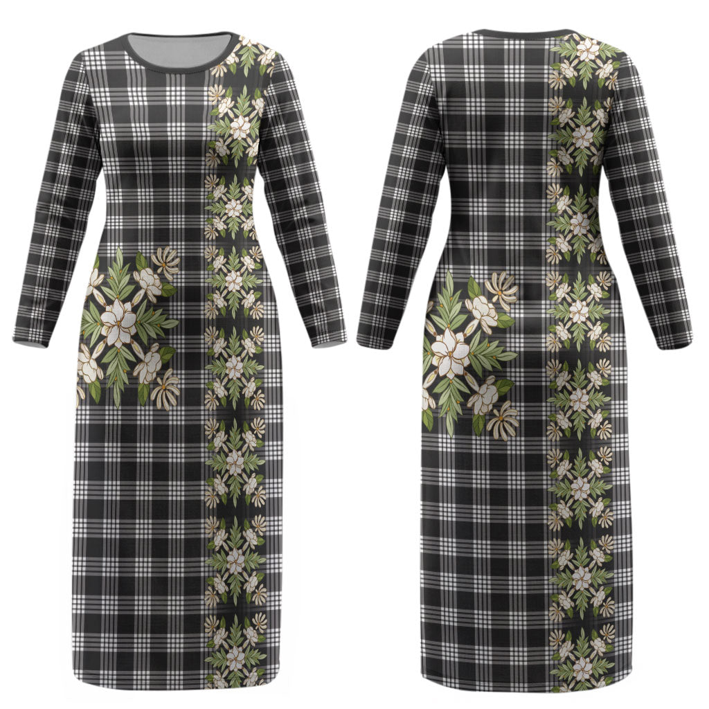 Pauli Hawai'i Palaka Squares Maile Leaf Couples Matching Long Sleeve Bodycon Dress and Long Sleeve Button Shirt Flowers Hawaiian Quilt Patterns LT9 - Polynesian Pride