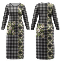 Pauli Hawai'i Palaka Squares Maile Leaf Couples Matching Long Sleeve Bodycon Dress and Long Sleeve Button Shirt Flowers Hawaiian Quilt Patterns LT9 - Polynesian Pride