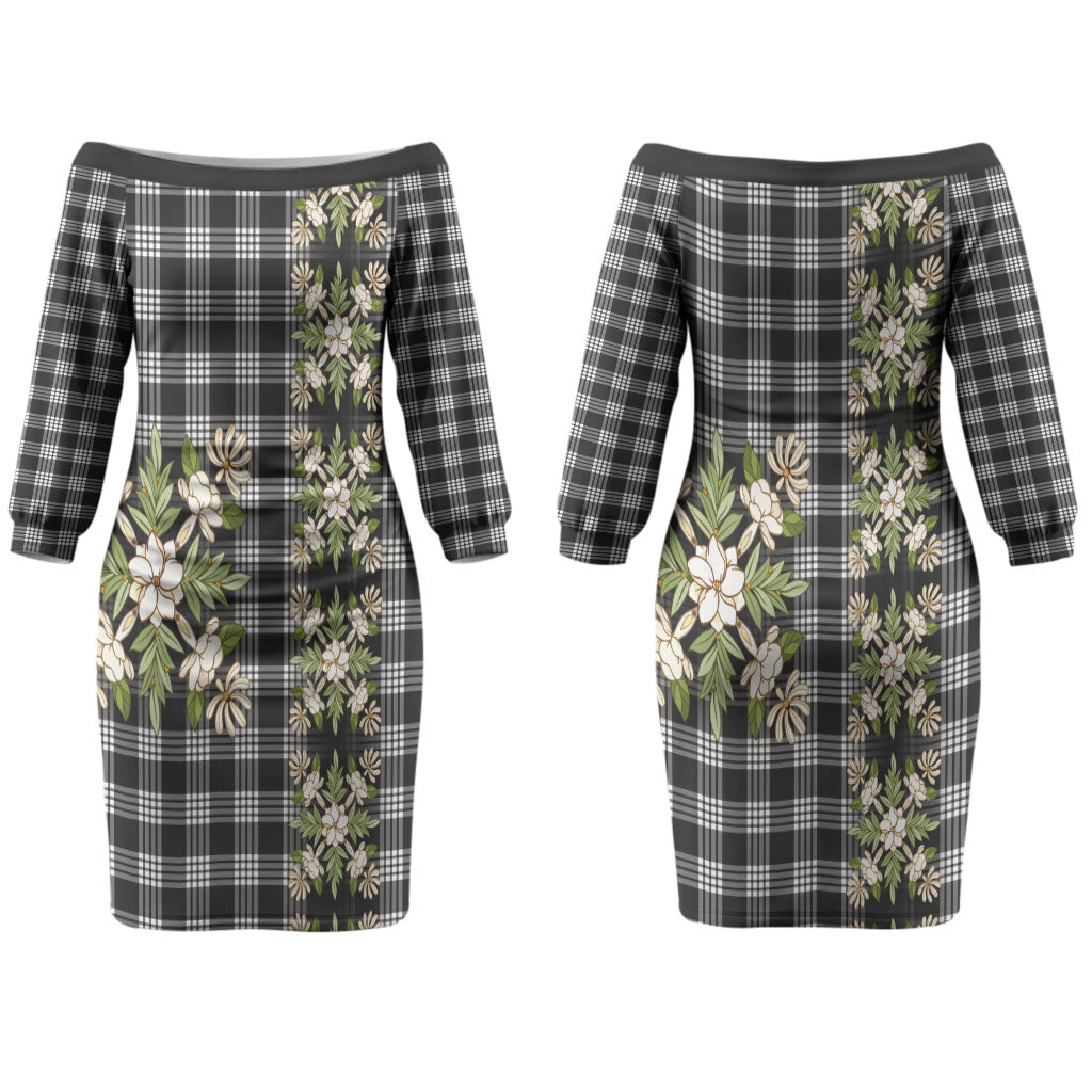 Pauli Hawai'i Palaka Squares Maile Leaf Couples Matching Off The Shoulder Long Sleeve Dress and Hawaiian Shirt Flowers Hawaiian Quilt Patterns LT9 - Polynesian Pride