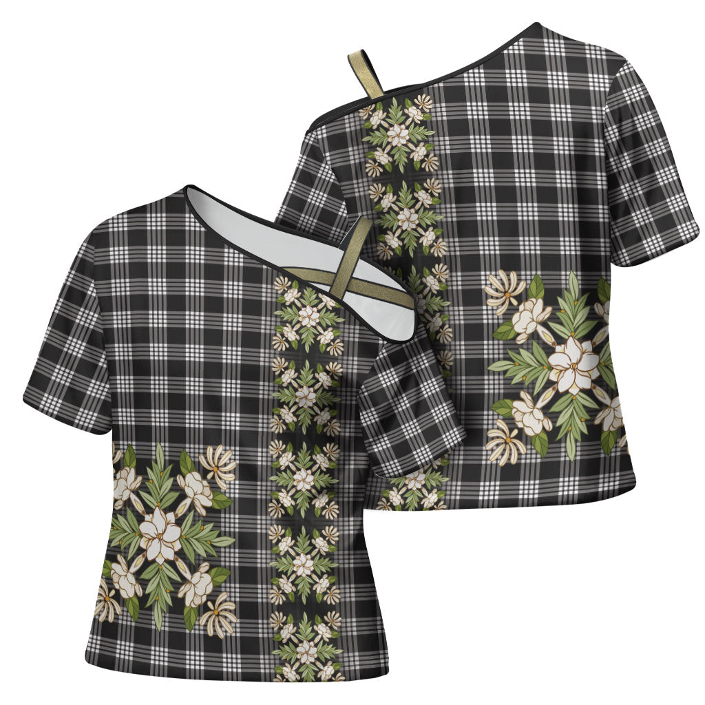 Pauli Hawai'i Palaka Squares Maile Leaf Cross Shoulder Shirt Flowers Hawaiian Quilt Patterns LT9 - Polynesian Pride