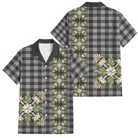 Pauli Hawai'i Palaka Squares Maile Leaf Family Matching Puletasi and Hawaiian Shirt Flowers Hawaiian Quilt Patterns LT9 Dad's Shirt - Short Sleeve Soft Black - Polynesian Pride