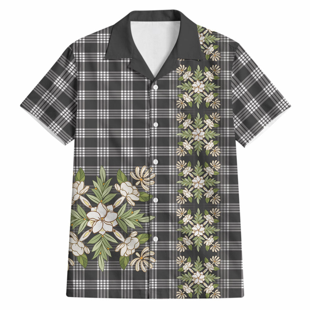 Pauli Hawai'i Palaka Squares Maile Leaf Hawaiian Shirt Flowers Hawaiian Quilt Patterns LT9 Soft Black - Polynesian Pride