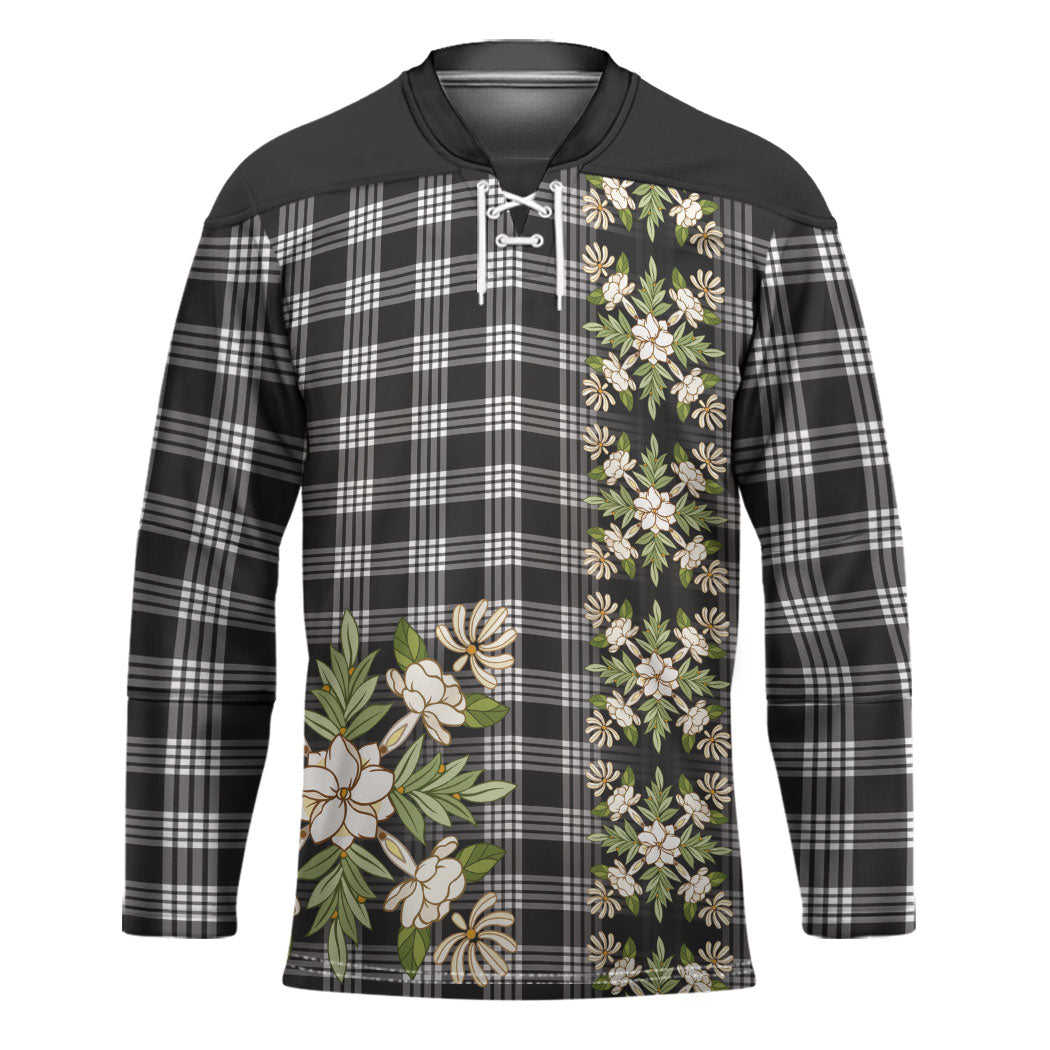 Pauli Hawai'i Palaka Squares Maile Leaf Hockey Jersey Flowers Hawaiian Quilt Patterns LT9 Unisex Soft Black - Polynesian Pride