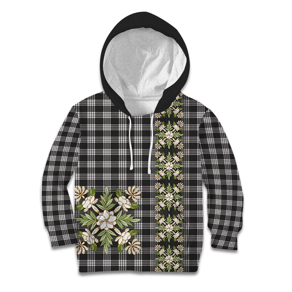 Pauli Hawai'i Palaka Squares Maile Leaf Kid Hoodie Flowers Hawaiian Quilt Patterns LT9 Hoodie Soft Black - Polynesian Pride