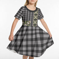 Pauli Hawai'i Palaka Squares Maile Leaf Kid Short Sleeve Dress Flowers Hawaiian Quilt Patterns LT9 - Polynesian Pride