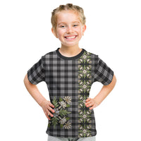 Pauli Hawai'i Palaka Squares Maile Leaf Kid T Shirt Flowers Hawaiian Quilt Patterns LT9 Soft Black - Polynesian Pride