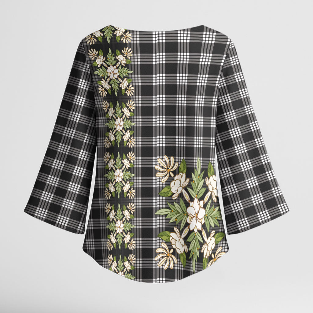 Pauli Hawai'i Palaka Squares Maile Leaf Kimono Sleeve Blouse Flowers Hawaiian Quilt Patterns LT9 - Polynesian Pride