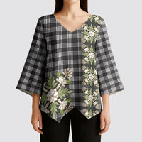 Pauli Hawai'i Palaka Squares Maile Leaf Kimono Sleeve Blouse Flowers Hawaiian Quilt Patterns LT9 - Polynesian Pride