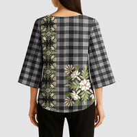 Pauli Hawai'i Palaka Squares Maile Leaf Kimono Sleeve Blouse Flowers Hawaiian Quilt Patterns LT9 - Polynesian Pride
