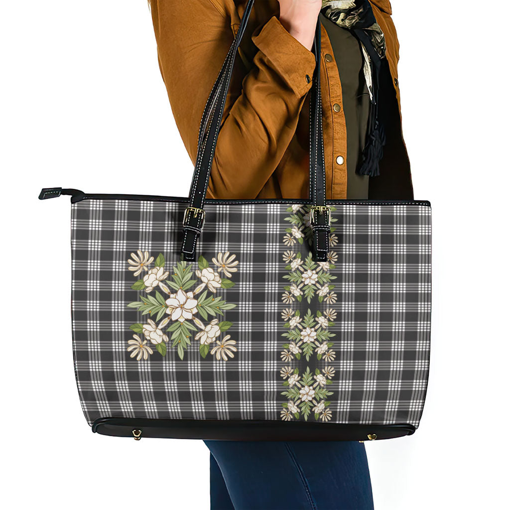 Pauli Hawai'i Palaka Squares Maile Leaf Leather Tote Bag Flowers Hawaiian Quilt Patterns LT9 - Polynesian Pride