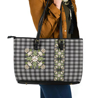Pauli Hawai'i Palaka Squares Maile Leaf Leather Tote Bag Flowers Hawaiian Quilt Patterns LT9 - Polynesian Pride