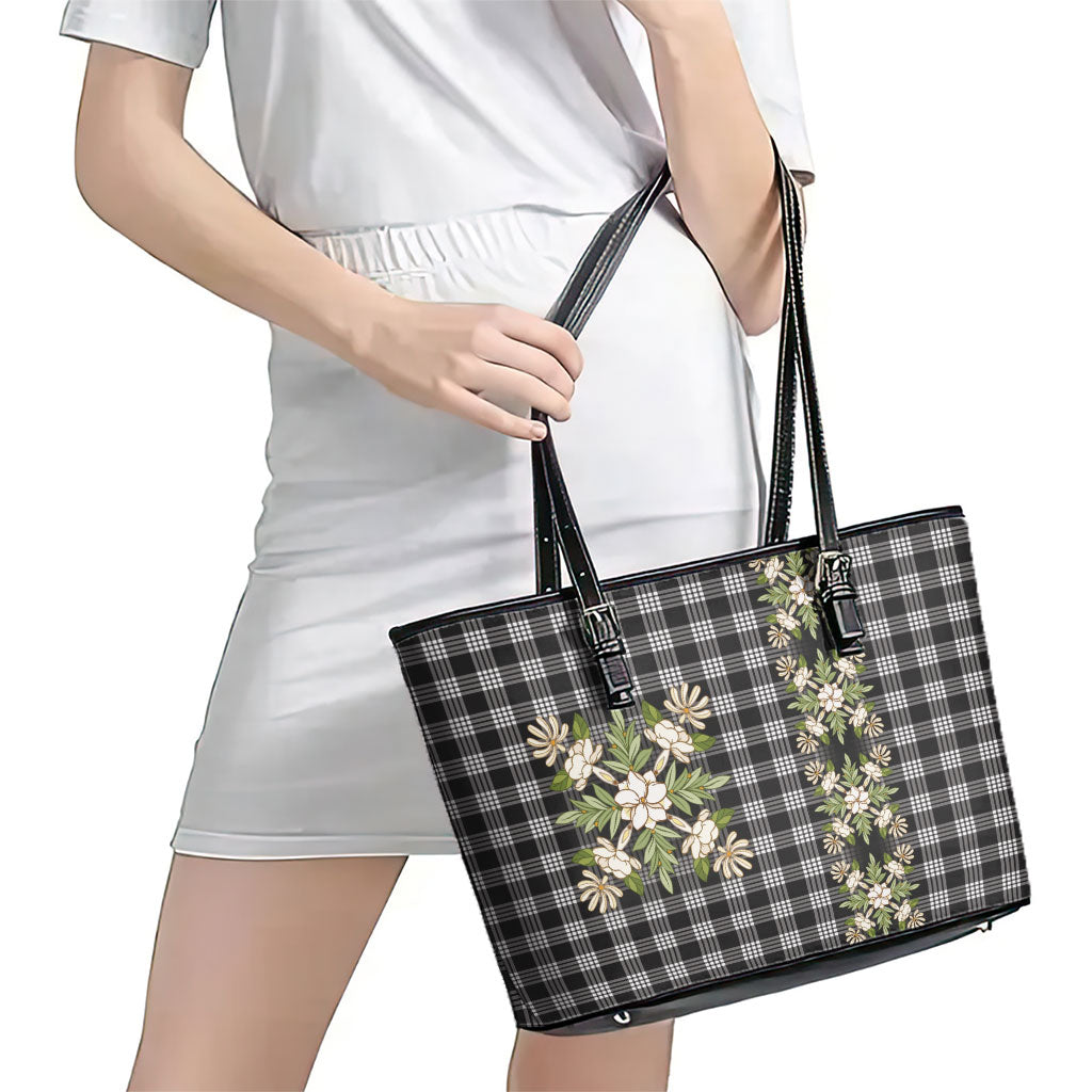 Pauli Hawai'i Palaka Squares Maile Leaf Leather Tote Bag Flowers Hawaiian Quilt Patterns LT9 - Polynesian Pride
