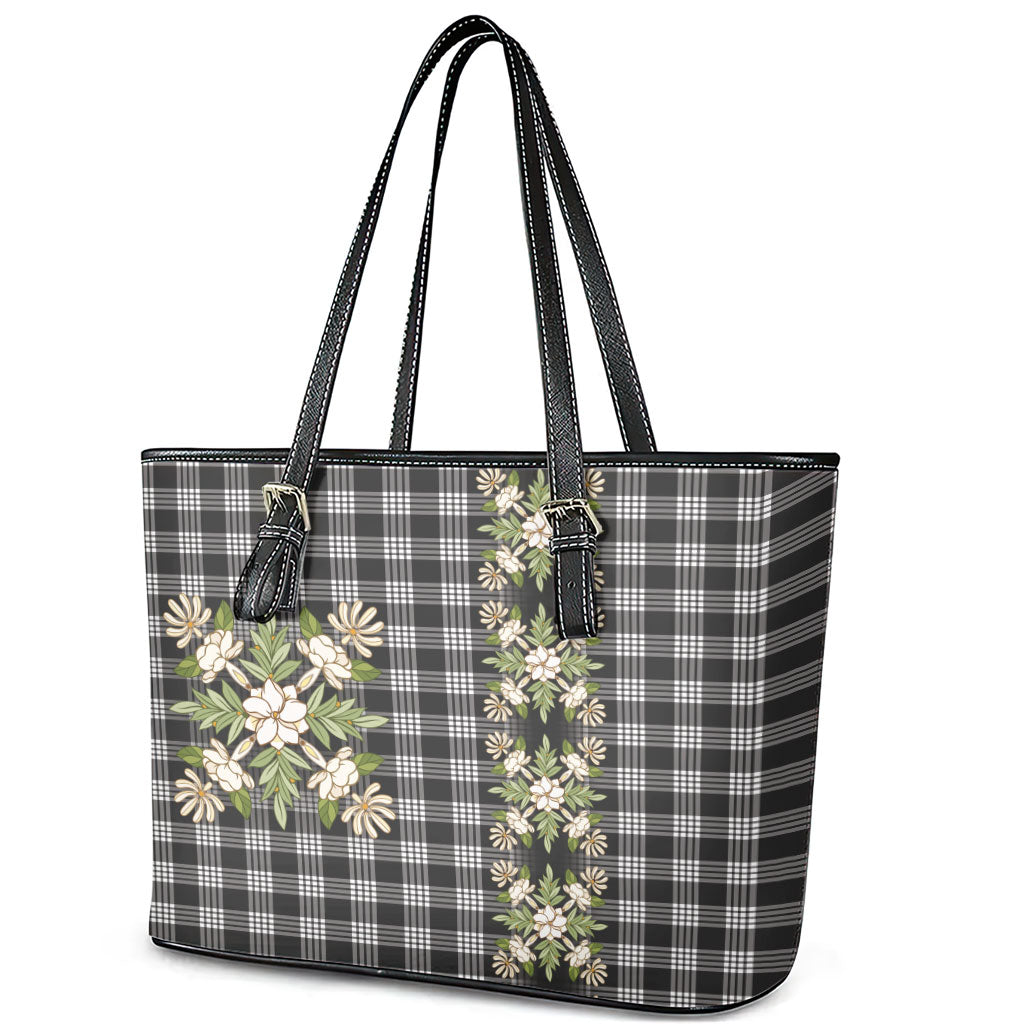 Pauli Hawai'i Palaka Squares Maile Leaf Leather Tote Bag Flowers Hawaiian Quilt Patterns LT9 - Polynesian Pride