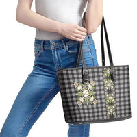 Pauli Hawai'i Palaka Squares Maile Leaf Leather Tote Bag Flowers Hawaiian Quilt Patterns LT9 - Polynesian Pride