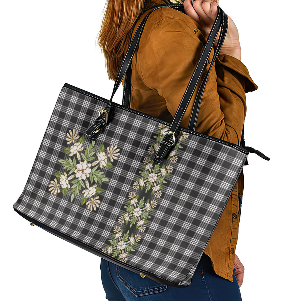 Pauli Hawai'i Palaka Squares Maile Leaf Leather Tote Bag Flowers Hawaiian Quilt Patterns LT9 - Polynesian Pride