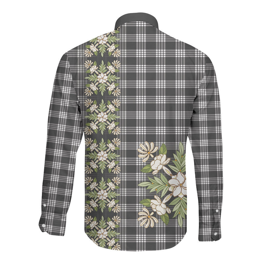 Pauli Hawai'i Palaka Squares Maile Leaf Long Sleeve Button Shirt Flowers Hawaiian Quilt Patterns LT9 - Polynesian Pride