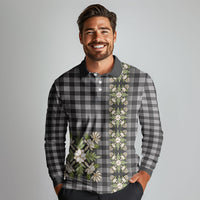 Pauli Hawai'i Palaka Squares Maile Leaf Long Sleeve Polo Shirt Flowers Hawaiian Quilt Patterns LT9 - Polynesian Pride