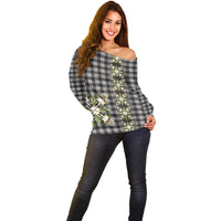 Pauli Hawai'i Palaka Squares Maile Leaf Off Shoulder Sweater Flowers Hawaiian Quilt Patterns LT9 - Polynesian Pride