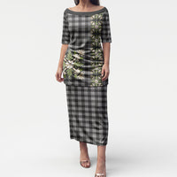 Pauli Hawai'i Palaka Squares Maile Leaf Puletasi Flowers Hawaiian Quilt Patterns LT9 Long Dress Soft Black - Polynesian Pride