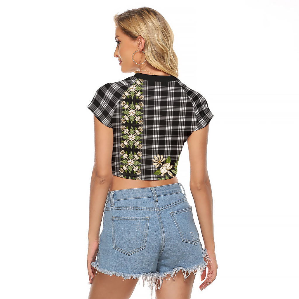 Pauli Hawai'i Palaka Squares Maile Leaf Raglan Cropped T Shirt Flowers Hawaiian Quilt Patterns LT9 - Polynesian Pride