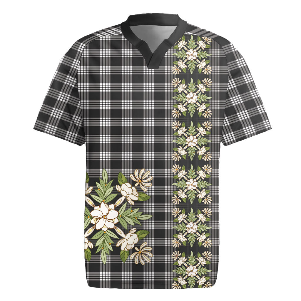 Pauli Hawai'i Palaka Squares Maile Leaf Rugby Jersey Flowers Hawaiian Quilt Patterns LT9 Soft Black - Polynesian Pride