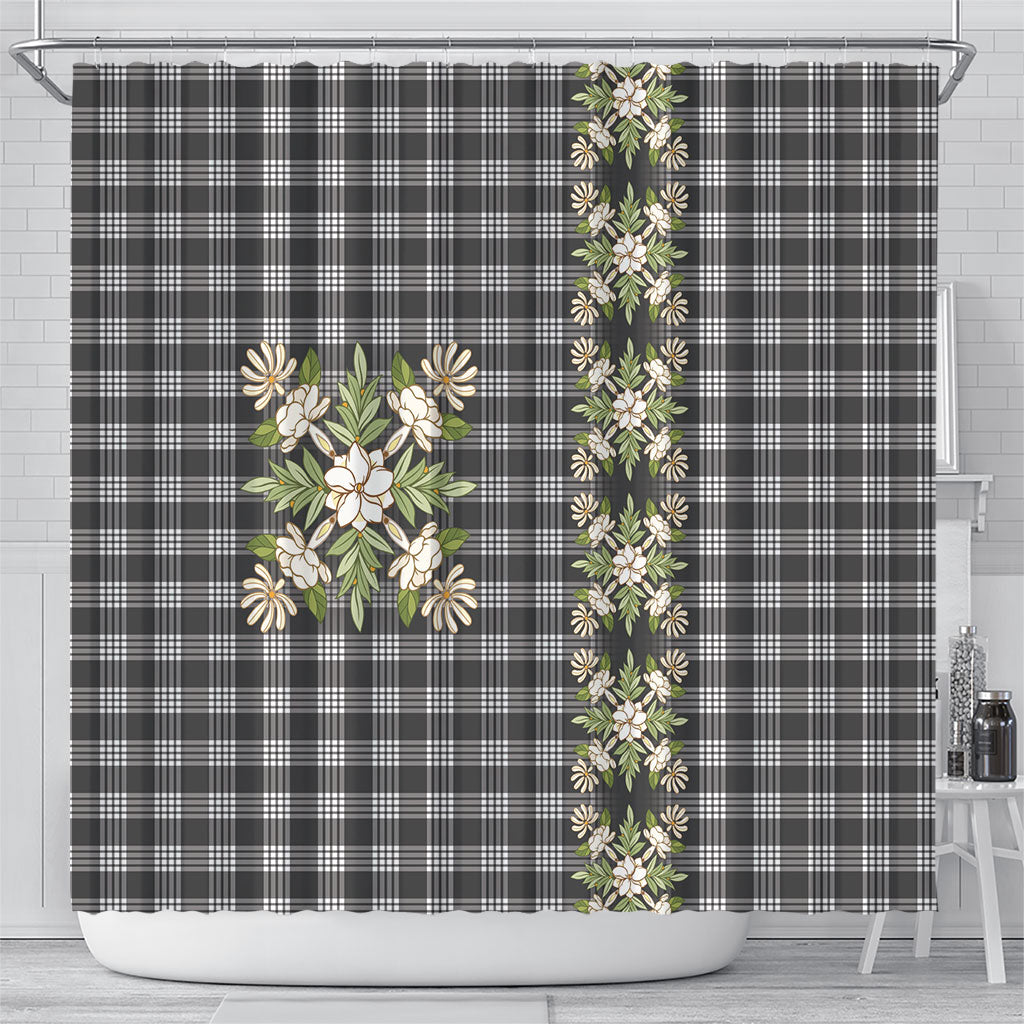 Pauli Hawai'i Palaka Squares Maile Leaf Shower Curtain Flowers Hawaiian Quilt Patterns LT9 - Polynesian Pride