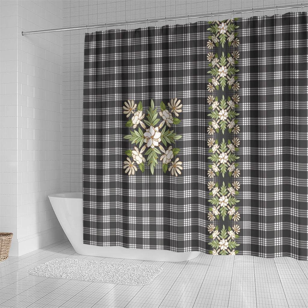 Pauli Hawai'i Palaka Squares Maile Leaf Shower Curtain Flowers Hawaiian Quilt Patterns LT9 - Polynesian Pride