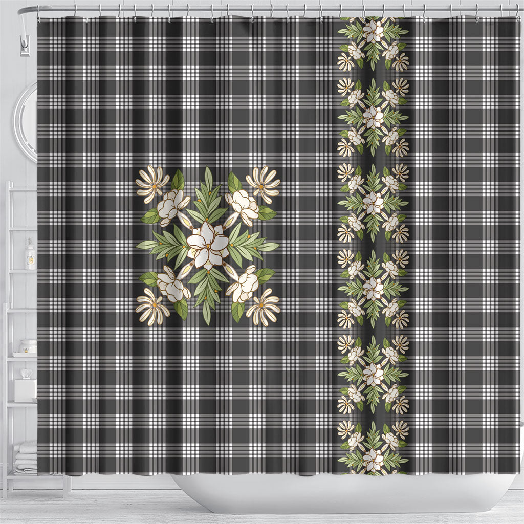 Pauli Hawai'i Palaka Squares Maile Leaf Shower Curtain Flowers Hawaiian Quilt Patterns LT9 - Polynesian Pride